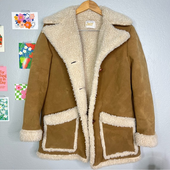 Vintage 70s penny lane Fingerhut Fashions Faux Shearling Suede Button-up Jacket - Picture 7 of 8